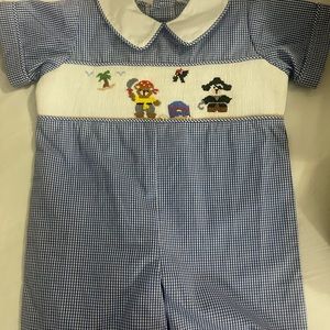 Smocked shortalls